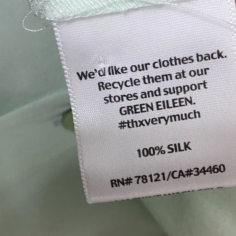 Eileen Fisher Mint Silk Blouse - Picture 10 of 10